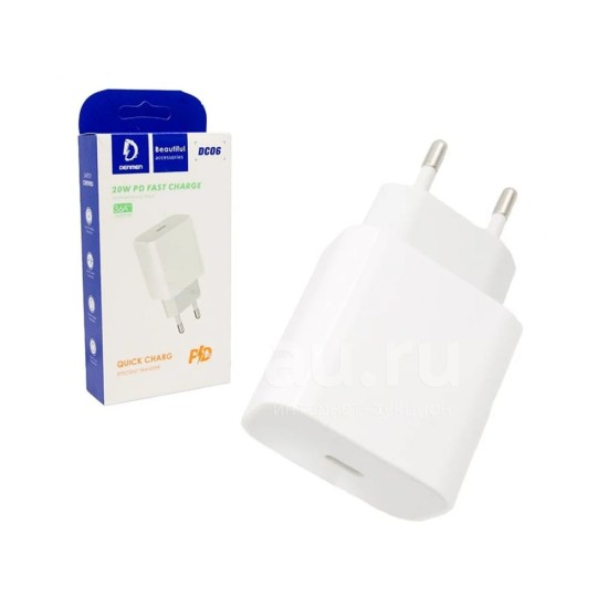 DENMEN ADAPTER DC06 TYPE C PD 3.6A 20W WHITE DENMEN ADAPTER DC06 TYPE C PD 3.6A 20W WHITE